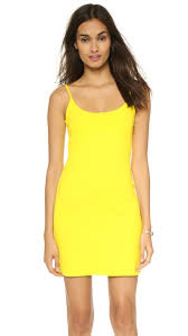 SUSANA MONACO Essential Slip Dress Mini Scoop Neck Sexy Sz S Small Lemon Yellow